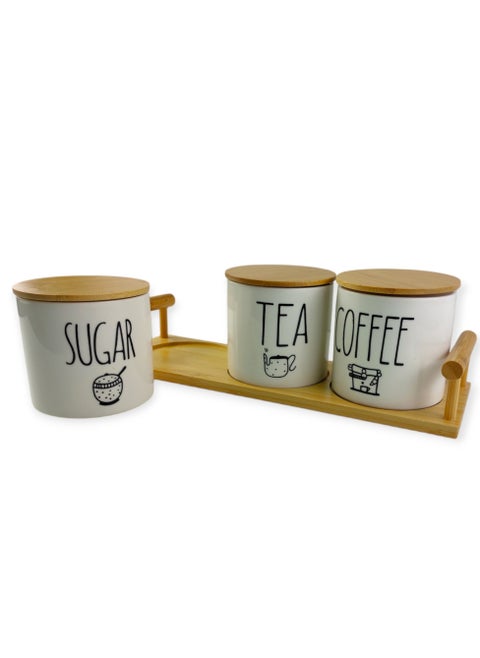 Tea And Sugar And Coffee Porcelain Jars