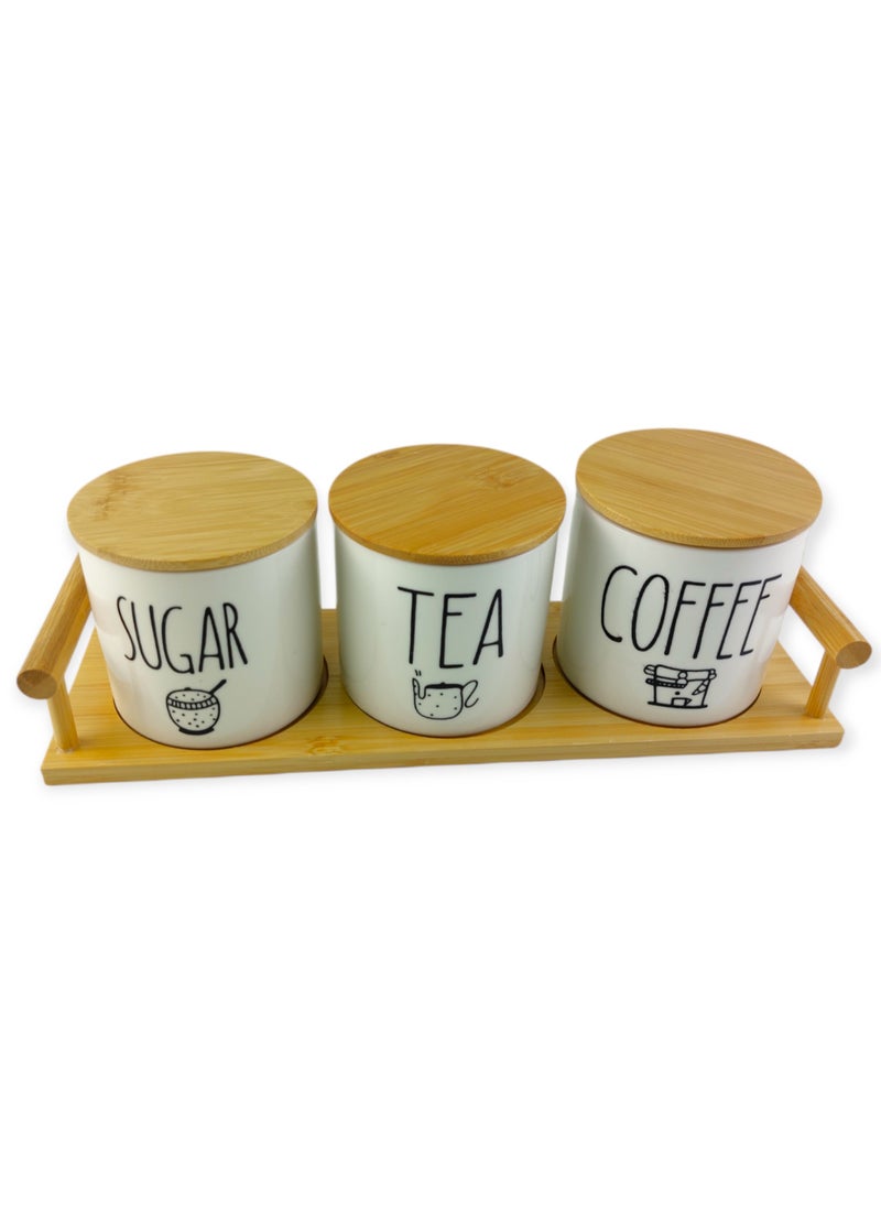 Tea And Sugar And Coffee Porcelain Jars