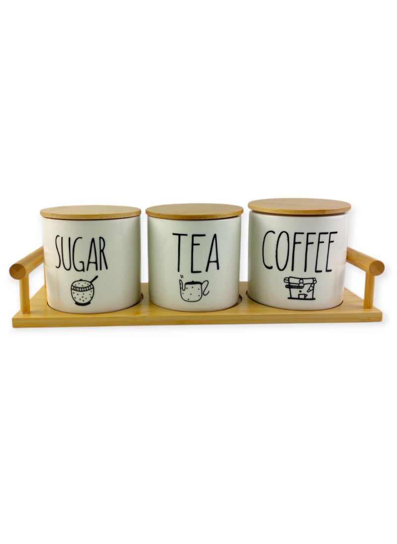 Tea And Sugar And Coffee Porcelain Jars