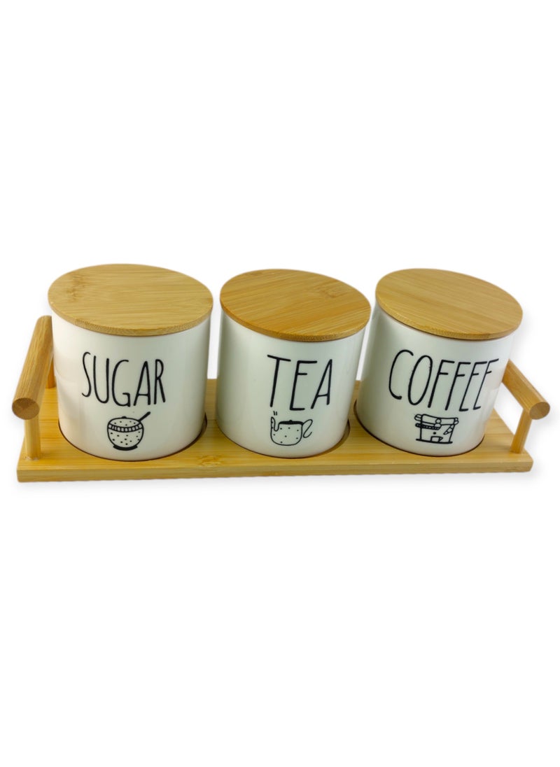 Tea And Sugar And Coffee Porcelain Jars