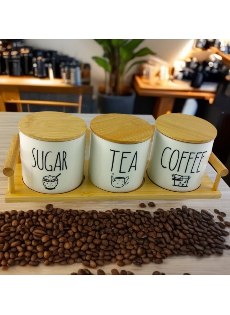 Tea And Sugar And Coffee Porcelain Jars
