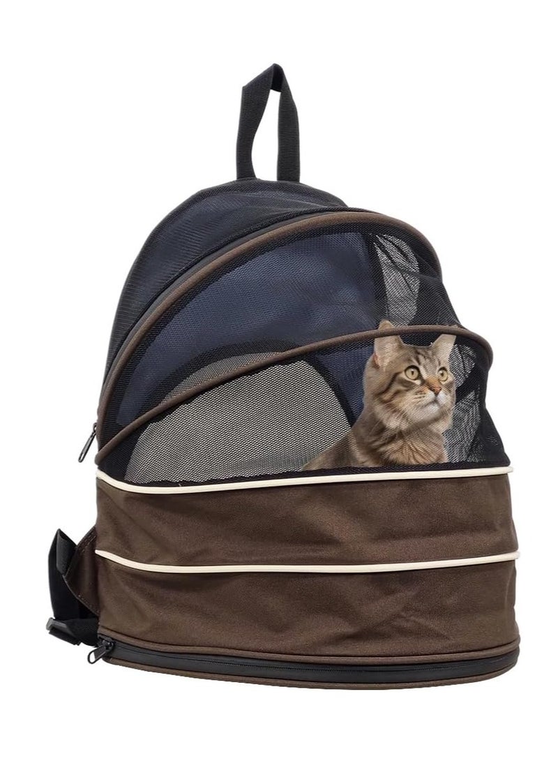 أن ان سي بيتس حقيبة حمل الحيوانات الأليفة مع حزام قابل للتعديل، نافذة شبكية، حقيبة خفيفة الوزن وسهلة السفر للحيوانات الأليفة، حقيبة ظهر قابلة للتوسيع 48 سم للحيوانات الأليفة للقطط والكلاب الصغيرة، قابلة للطي، سحاب متين وسجادة قابلة للإزالة (شوكولاتة) - Image 1