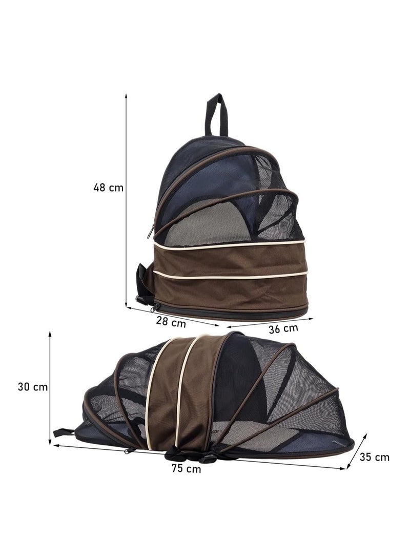 أن ان سي بيتس حقيبة حمل الحيوانات الأليفة مع حزام قابل للتعديل، نافذة شبكية، حقيبة خفيفة الوزن وسهلة السفر للحيوانات الأليفة، حقيبة ظهر قابلة للتوسيع 48 سم للحيوانات الأليفة للقطط والكلاب الصغيرة، قابلة للطي، سحاب متين وسجادة قابلة للإزالة (شوكولاتة) - Image 2