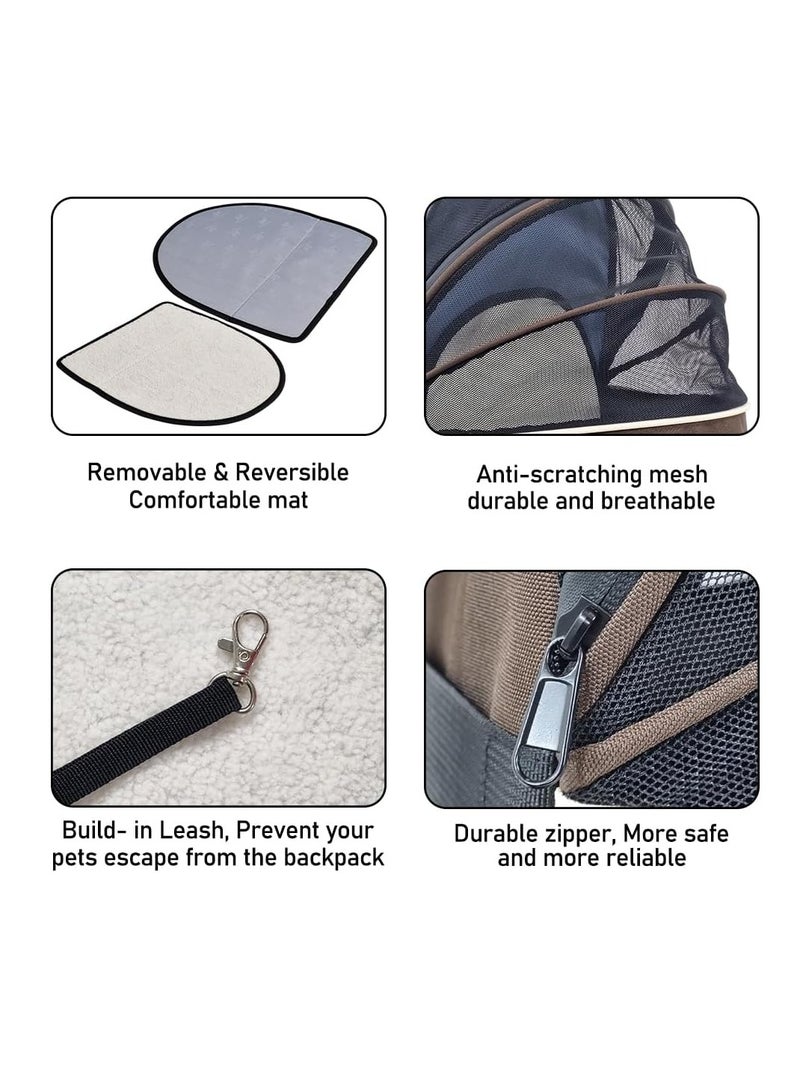 أن ان سي بيتس حقيبة حمل الحيوانات الأليفة مع حزام قابل للتعديل، نافذة شبكية، حقيبة خفيفة الوزن وسهلة السفر للحيوانات الأليفة، حقيبة ظهر قابلة للتوسيع 48 سم للحيوانات الأليفة للقطط والكلاب الصغيرة، قابلة للطي، سحاب متين وسجادة قابلة للإزالة (شوكولاتة) - Image 3