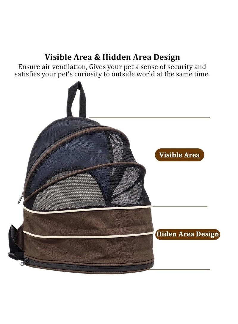 أن ان سي بيتس حقيبة حمل الحيوانات الأليفة مع حزام قابل للتعديل، نافذة شبكية، حقيبة خفيفة الوزن وسهلة السفر للحيوانات الأليفة، حقيبة ظهر قابلة للتوسيع 48 سم للحيوانات الأليفة للقطط والكلاب الصغيرة، قابلة للطي، سحاب متين وسجادة قابلة للإزالة (شوكولاتة) - Image 5
