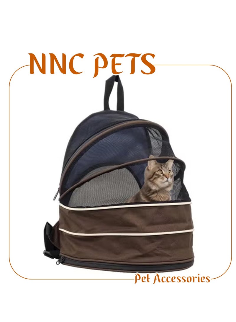 NNC PETS Pet carrier bag with Adjustable strap, Mesh window, Lightweight and Travel-friendly pet bag, 48 cm Expandable pet backpack for small cats & dogs, Foldable, Durable zipper and Removable mat (Chocolate) - Image 1
