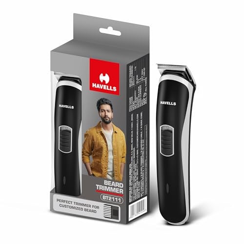 Havells BT2111 Rechargeable Beard Trimmer with SS Blades | Zero Trim with 0.5 Mm Precision | 45 Min Runtime,Battery Powered Black)-Men - Image 1