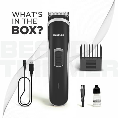 Havells BT2111 Rechargeable Beard Trimmer with SS Blades | Zero Trim with 0.5 Mm Precision | 45 Min Runtime,Battery Powered Black)-Men - Image 2
