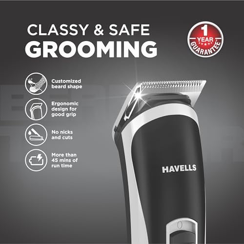 Havells BT2111 Rechargeable Beard Trimmer with SS Blades | Zero Trim with 0.5 Mm Precision | 45 Min Runtime,Battery Powered Black)-Men - Image 3