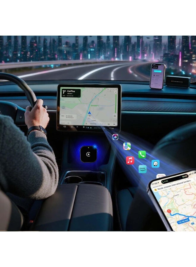 HALAMODO محول وايرلس كار بلاي ترقية من وايرد كار بلاي إلى وايرلس، تصميم مكعب صغير للسيارات مع موصل وايرد كار بلاي مدمج وسهل الاستخدام، اتصال سريع ومستقر كار بلاي لآيفون - Image 3