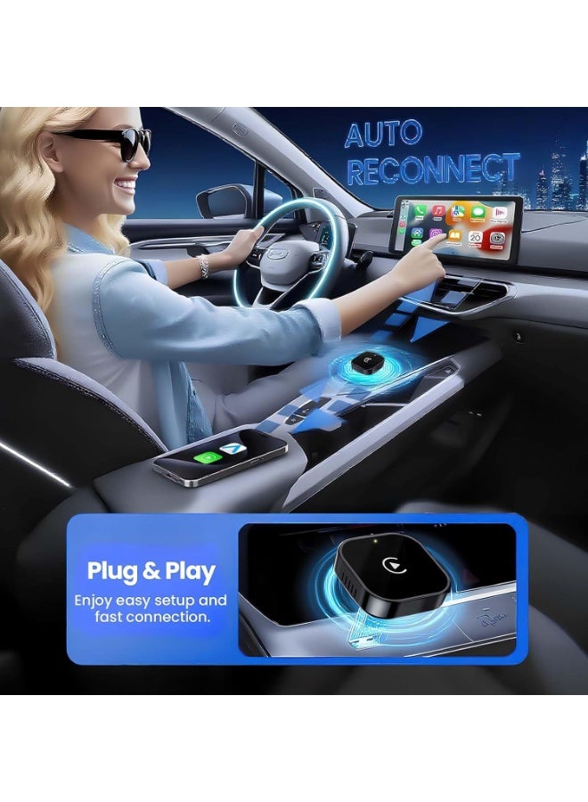 HALAMODO محول وايرلس كار بلاي ترقية من وايرد كار بلاي إلى وايرلس، تصميم مكعب صغير للسيارات مع موصل وايرد كار بلاي مدمج وسهل الاستخدام، اتصال سريع ومستقر كار بلاي لآيفون - Image 5