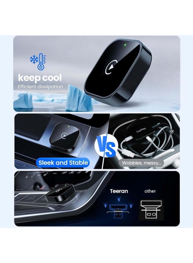 HALAMODO محول وايرلس كار بلاي ترقية من وايرد كار بلاي إلى وايرلس، تصميم مكعب صغير للسيارات مع موصل وايرد كار بلاي مدمج وسهل الاستخدام، اتصال سريع ومستقر كار بلاي لآيفون - Image 4