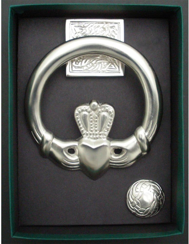 Large Claddagh Door Knocker/Square Back Satin Nickel Silver