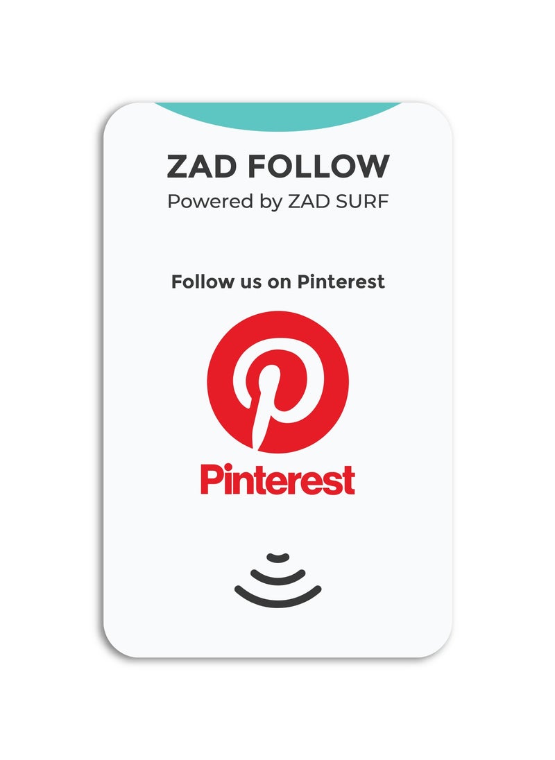 Zad Surf - Zad Follow.Pinterest   Follows NFC Card from (Zad Surf) allowing you boosting follows - iOS and Android - Image 1