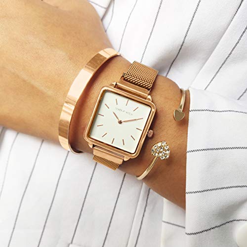 Joker & Witch Stainless Steel Bliss Rosegold Analog Watch Bracelet Set For Women, White Dial, Rose Gold Band - Image 2