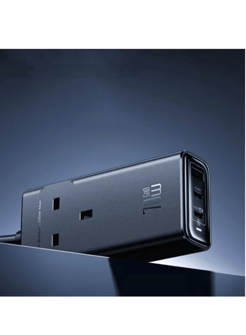 Mcdodo موزع طاقة 4 في 1 بقوة 70 واط بتقنية GaN مع مقبس عالمي، حماية من الصواعق، QC4.0، PD 3.0، AFC، PPS – 2 Type-C، 1 USB، 1 مقبس AC، معيار المملكة المتحدة 2200 واط - Image 4