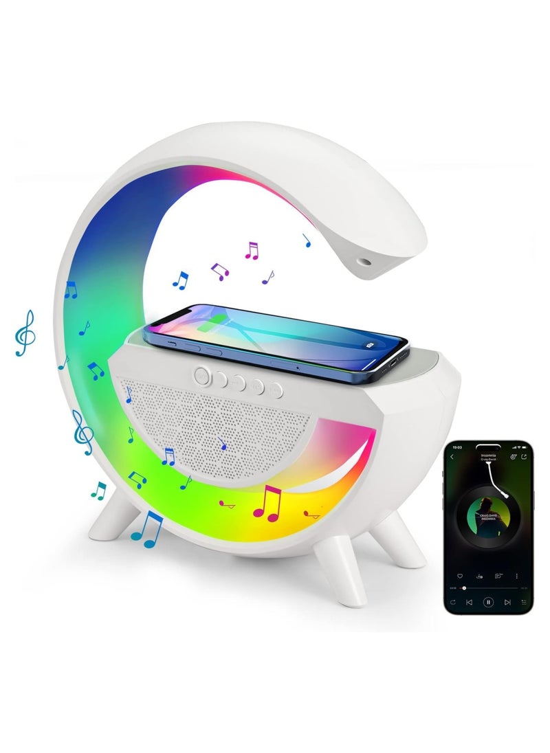 Generic Smart LED Table Lamp with Wireless Charger, Dimmable RGB Color Changing Ambient Light, Music Sync Bluetooth Speaker - Perfect Smart Mood Light and Charger for Bedroom  - Image 1