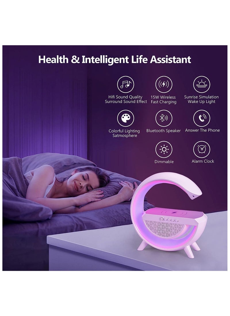 Generic Smart LED Table Lamp with Wireless Charger, Dimmable RGB Color Changing Ambient Light, Music Sync Bluetooth Speaker - Perfect Smart Mood Light and Charger for Bedroom  - Image 3