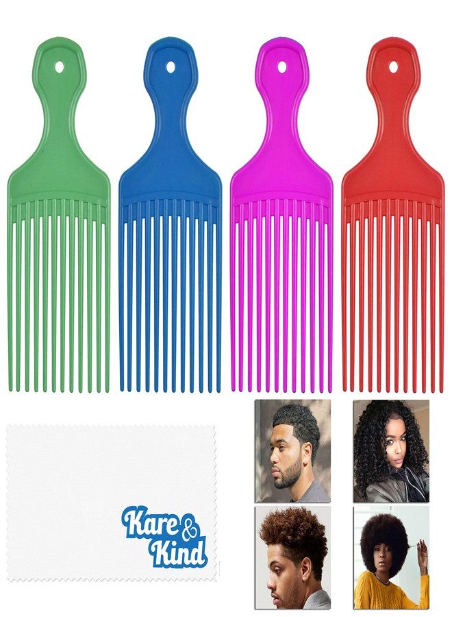 Kare Kind Kare & Kind Hair Pick Comb Set - 4 pcs - For Curly, Wavy, Afro Styling and Detangling - Smooth, Gentle Comb for Men, Women - Gift Set in Green, Blue, Purple, and Red - Image 2