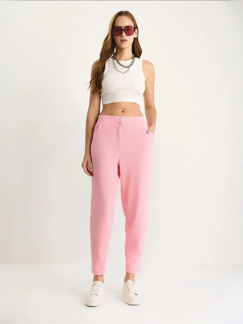 بيانكو لوتشي بنطلون كرنب طويل من لوكسي بخصر مطاطي وزر