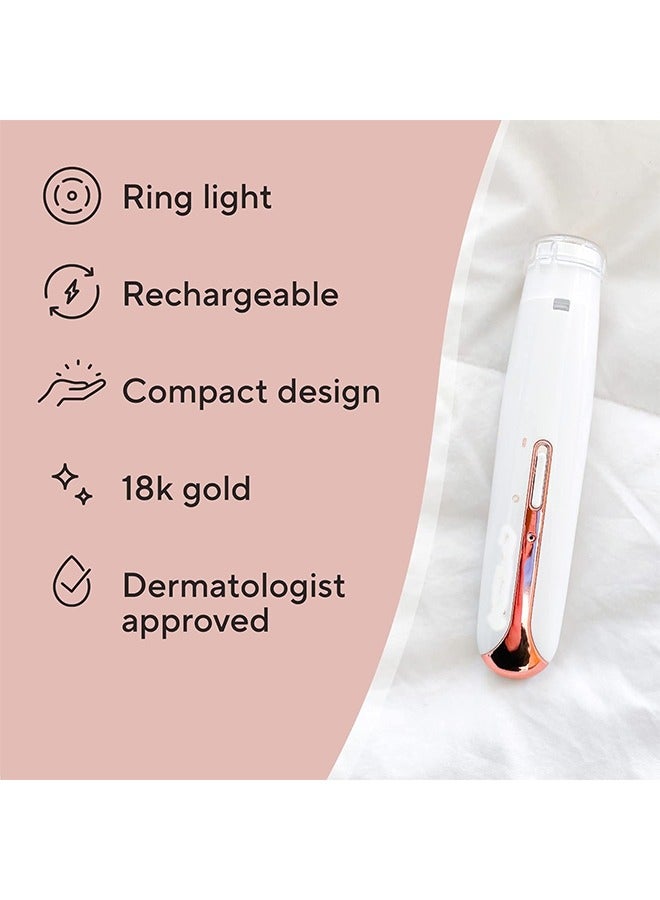 فلولبس ماكينة حلاقة وتشذيب كهربائية مزدوجة الرأس للنساء - تشذيب بدون ألم من الذهب عيار 18 قيراطًا مع ضوء حلقي - Image 5