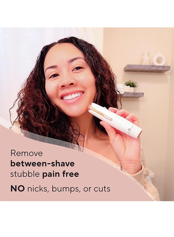 فلولبس ماكينة حلاقة وتشذيب كهربائية مزدوجة الرأس للنساء - تشذيب بدون ألم من الذهب عيار 18 قيراطًا مع ضوء حلقي - Image 4