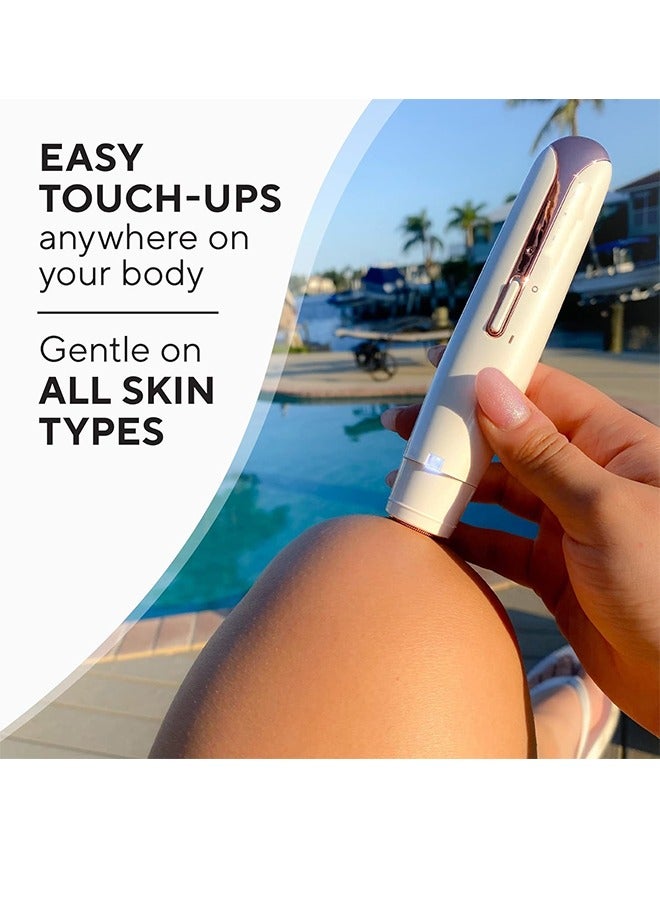 فلولبس ماكينة حلاقة وتشذيب كهربائية مزدوجة الرأس للنساء - تشذيب بدون ألم من الذهب عيار 18 قيراطًا مع ضوء حلقي - Image 3