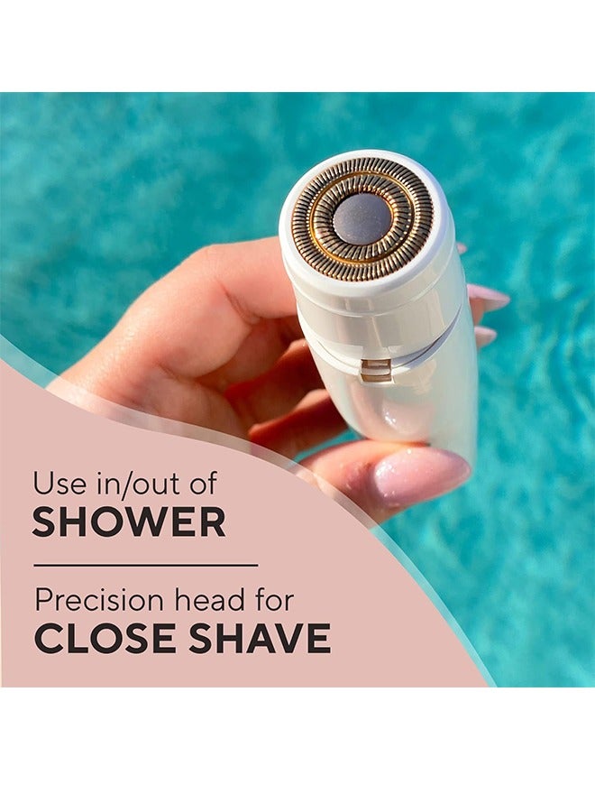 فلولبس ماكينة حلاقة وتشذيب كهربائية مزدوجة الرأس للنساء - تشذيب بدون ألم من الذهب عيار 18 قيراطًا مع ضوء حلقي - Image 2