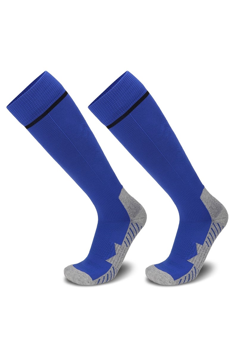 جناح السماء جوارب كرة قدم رجالية ونسائية، جوارب رياضية ضاغطة ومطاطة حتى الركبة، جوارب كرة قدم للجنسين - أزرق - زوجان - Image 1