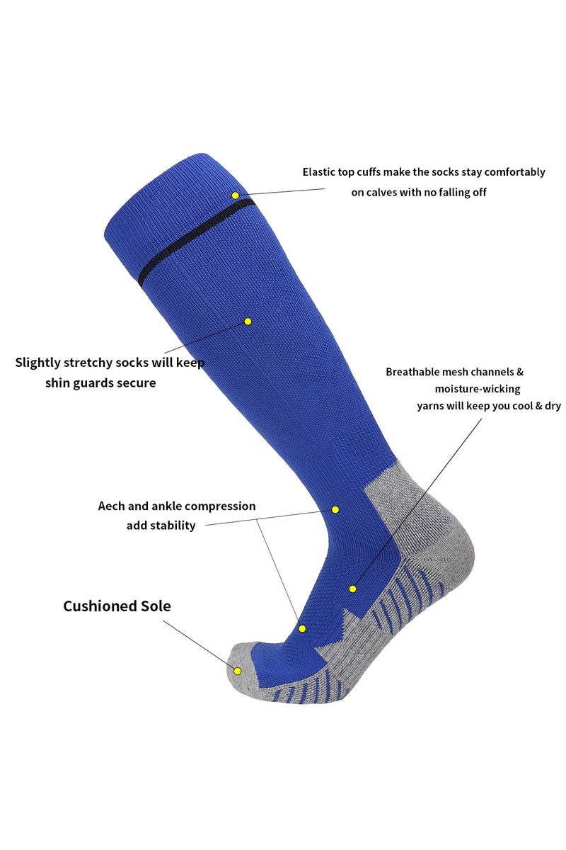 جناح السماء جوارب كرة قدم رجالية ونسائية، جوارب رياضية ضاغطة ومطاطة حتى الركبة، جوارب كرة قدم للجنسين - أزرق - زوجان - Image 3