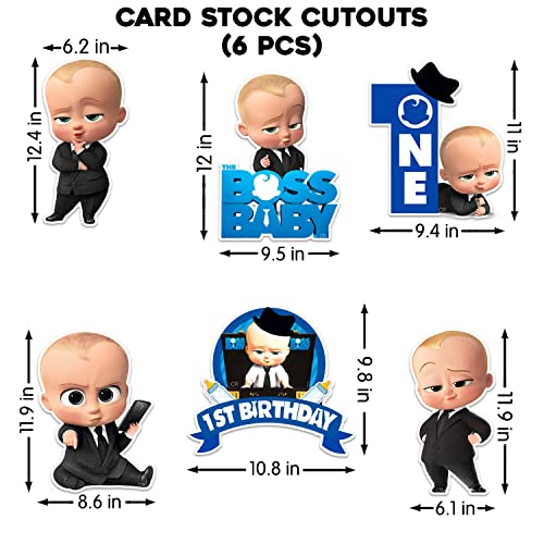 Zyozique 60 Piece First Baby Boss theme Decoration Paper Banner Cardstock Cake Toppers Balloons Birthday Decoration Kit - Image 5