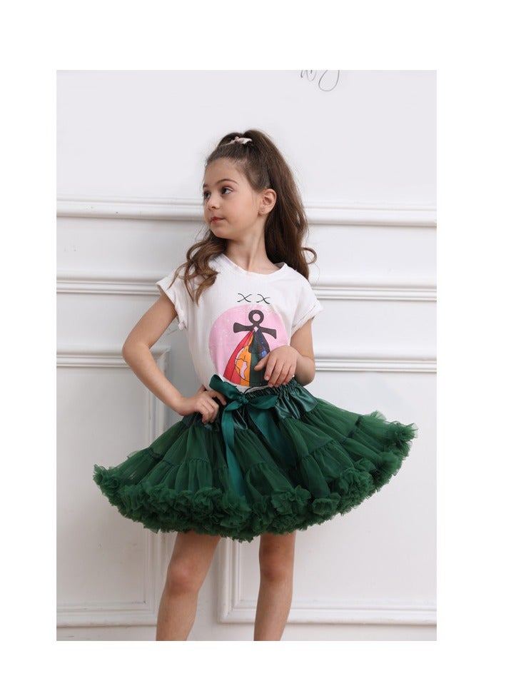 رايز تنورة أطفال فاخرة قصيرة تنورة أميرة باللون الأخضر الداكن - Image 1