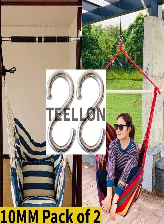 TEELLON® 2 Pack, 4-Inch,10MM-Thick S Hooks for Hanging Heavy Duty Swing Hammock Chair Boxing Punching Bag Pot Hanging Max 300kg Load Capacity Strong Utility Hooks for Hang Any Article - Image 3