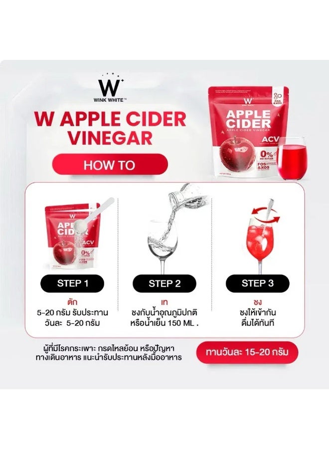 Wink White ACV Apple Cider Vinegar Drink Mix 100g – No Sugar, Prebiotic FOS + XOS - Image 2