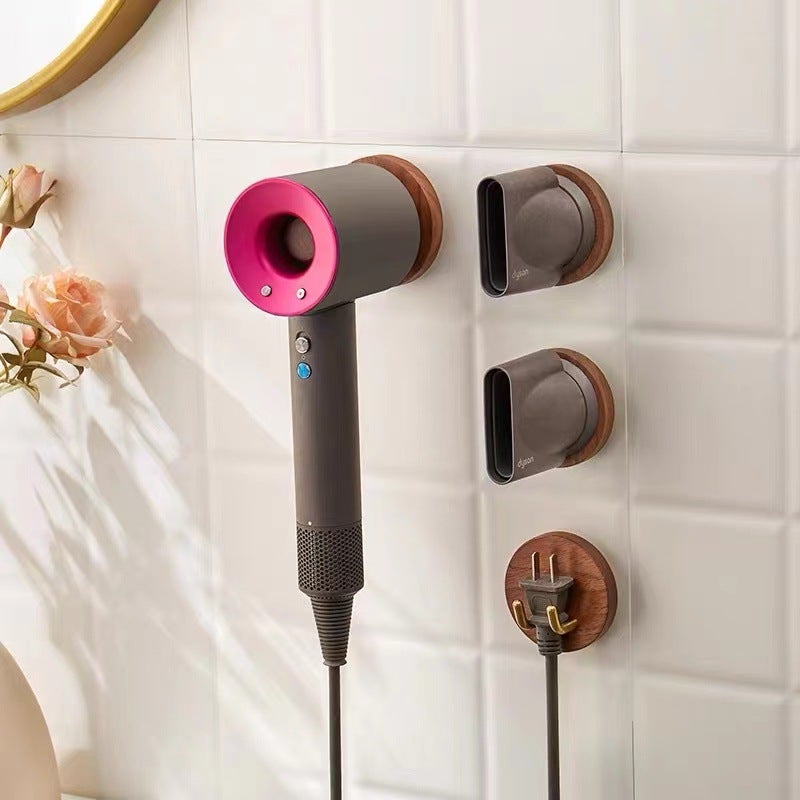 Hair Dryer Wall-Mounted Storage Rack Dyson Hair Dryer Storage Rack Punch-Free Wall-Mounted Hair Dryer Bracket Wooden - Image 5
