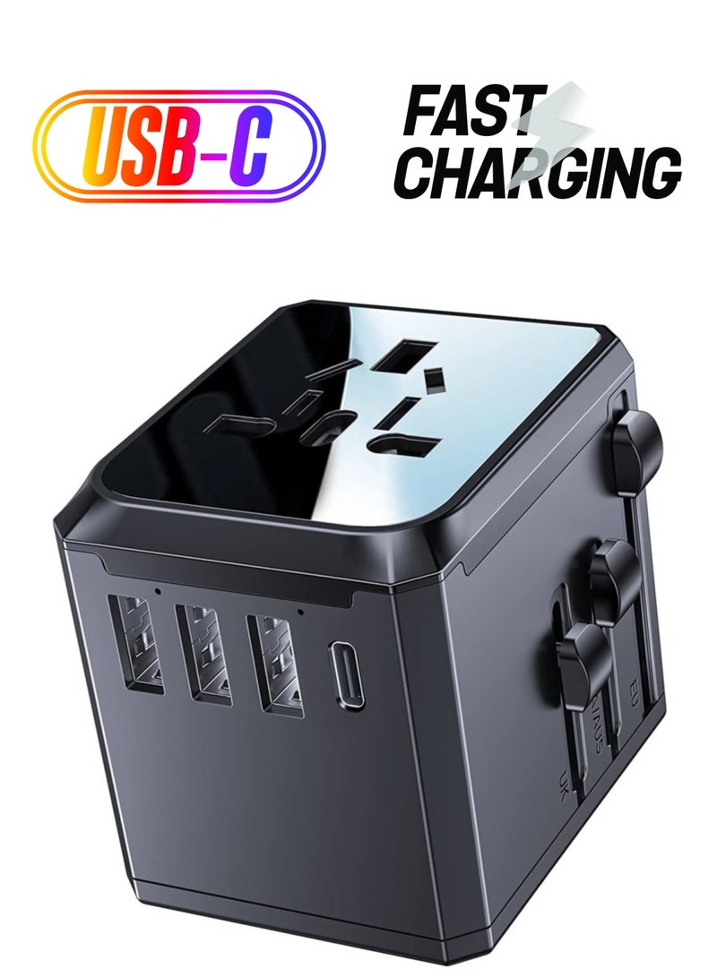 ELTRAZONE Universal Travel Adapter with 4 Ultra-Fast USB Port and 1 Type C Power Socket Worldwide Plugs UK EU US AU Auto Switch - Image 1