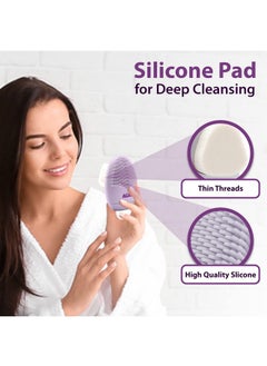 AGARO Cb2105 Facial Cleansing Brush, 2-In-1 Soft Bristle & Silicone Facial Cleansing Brush For Exfoliation & Deep Pore Cleansing, Suitable For Sensitive, Delicate And Dry Skin, Purple  - Image 3