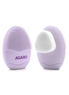 AGARO Cb2105 Facial Cleansing Brush, 2-In-1 Soft Bristle & Silicone Facial Cleansing Brush For Exfoliation & Deep Pore Cleansing, Suitable For Sensitive, Delicate And Dry Skin, Purple  - Image 1
