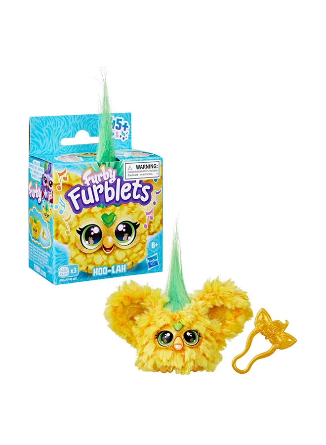Furby Furblets Hoo-Lah Pineapple Mini Friend, 45+ Sounds & Music, Speaks Only Furbish, Electronic Plush Toys for 6 Year Olds & Up, Yellow & Gree