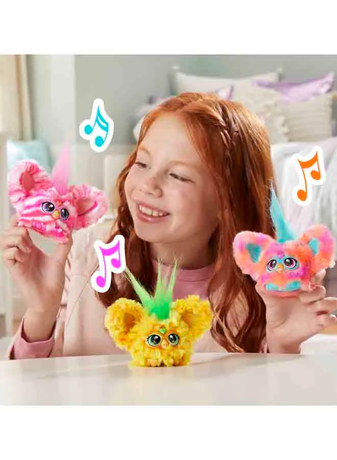 Furby Furblets Hoo-Lah Pineapple Mini Friend, 45+ Sounds & Music, Speaks Only Furbish, Electronic Plush Toys for 6 Year Olds & Up, Yellow & Gree