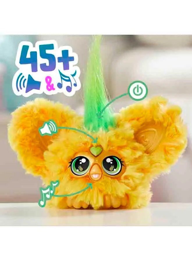 Furby Furblets Hoo-Lah Pineapple Mini Friend, 45+ Sounds & Music, Speaks Only Furbish, Electronic Plush Toys for 6 Year Olds & Up, Yellow & Gree