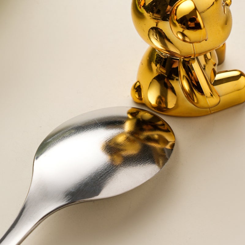 Vintage Stainless Steel Coffee Spoon & Dessert Fork Set, Retro Embossed Gold Cutlery for Home Kitchen - Image 5