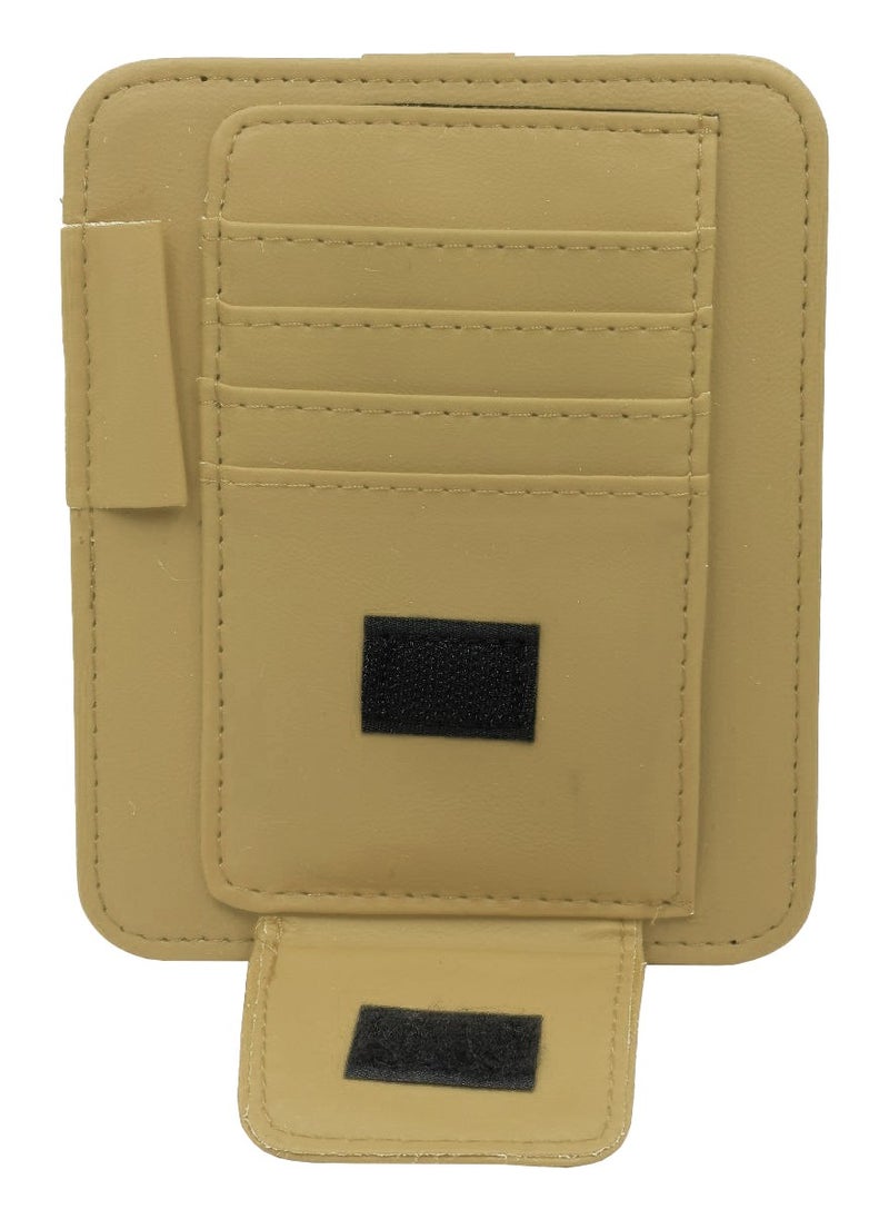 Nissan Car Sun Visor Organizer PU Leather Ticket Holder Clip Car Glasses Holder Clip Car Card Wallet for NISSAN BEIGE  - Image 3