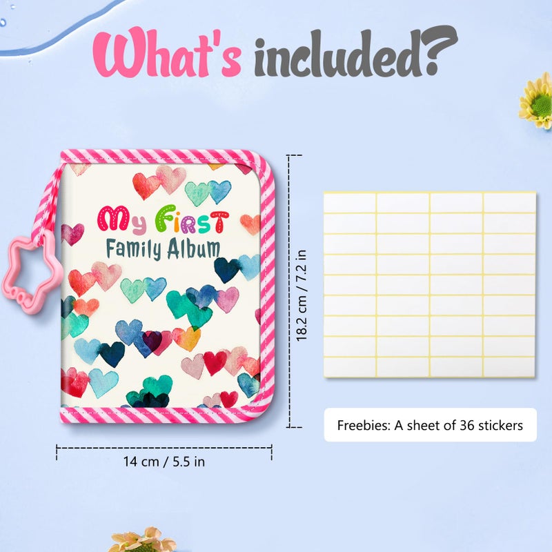 Fintie Baby Photo Album 4x6 Inch, 18 Photos My First Family Album Book with Soft Cloth Cover & Hook for Newborn/Toddlers/Kids/Baby Shower Memory Birthday Gifts, Raining Hearts - Image 2
