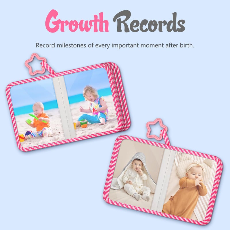 Fintie Baby Photo Album 4x6 Inch, 18 Photos My First Family Album Book with Soft Cloth Cover & Hook for Newborn/Toddlers/Kids/Baby Shower Memory Birthday Gifts, Raining Hearts - Image 3