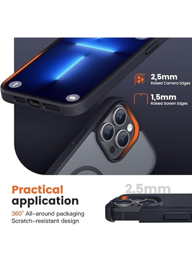 for iPhone 15 pro Phone Case, Compatible with Magnetic, Military Grade Drop Protection Translucent Matte Shockproof Anti-Scratch/Anti-Fingerprint Case for iPhone 15 pro (Black) - Image 2