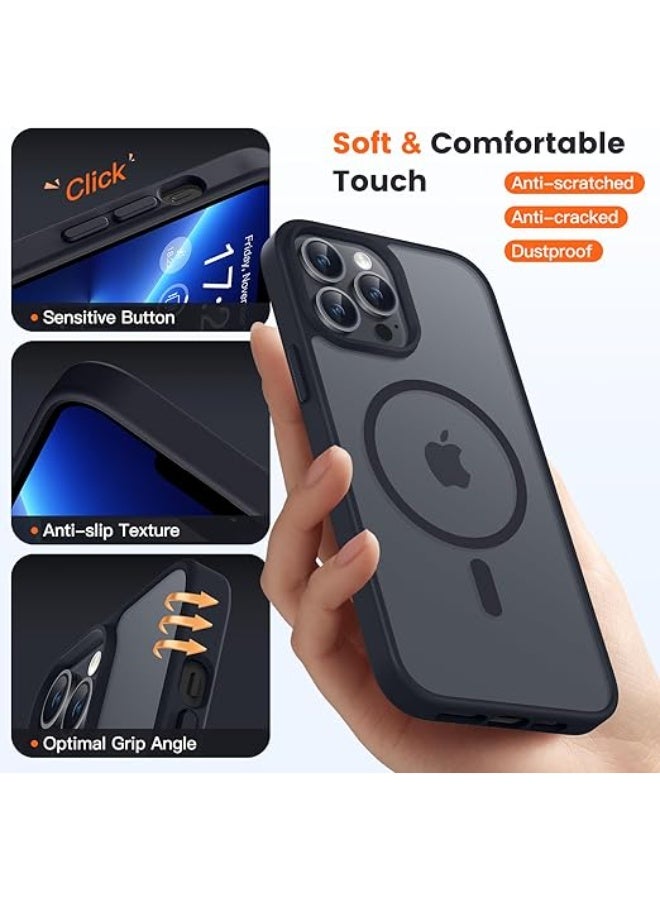 for iPhone 15 pro Phone Case, Compatible with Magnetic, Military Grade Drop Protection Translucent Matte Shockproof Anti-Scratch/Anti-Fingerprint Case for iPhone 15 pro (Black) - Image 5