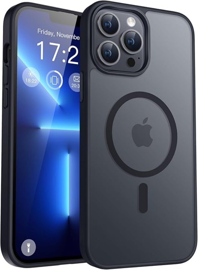 for iPhone 15 pro Phone Case, Compatible with Magnetic, Military Grade Drop Protection Translucent Matte Shockproof Anti-Scratch/Anti-Fingerprint Case for iPhone 15 pro (Black) - Image 1