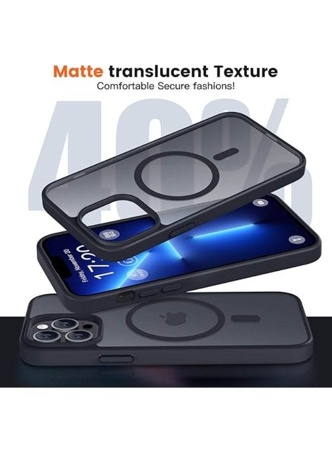 for iPhone 15 pro Phone Case, Compatible with Magnetic, Military Grade Drop Protection Translucent Matte Shockproof Anti-Scratch/Anti-Fingerprint Case for iPhone 15 pro (Black) - Image 3