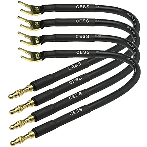 CNCESS CESS-027L HiFi Speaker Cable Jumpers Wire 6-inch - Spade Plug to Banana Plug Speaker Jumper Cable - 4 Pack (Large Fork) - Image 2